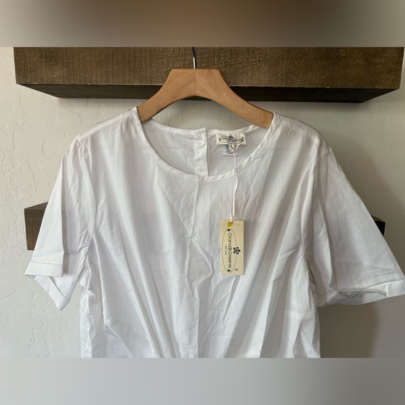 Grand & Greene|White short sleeve Tie-Front Top in cotton blend•••NWT, Large - Picture 4 of 13